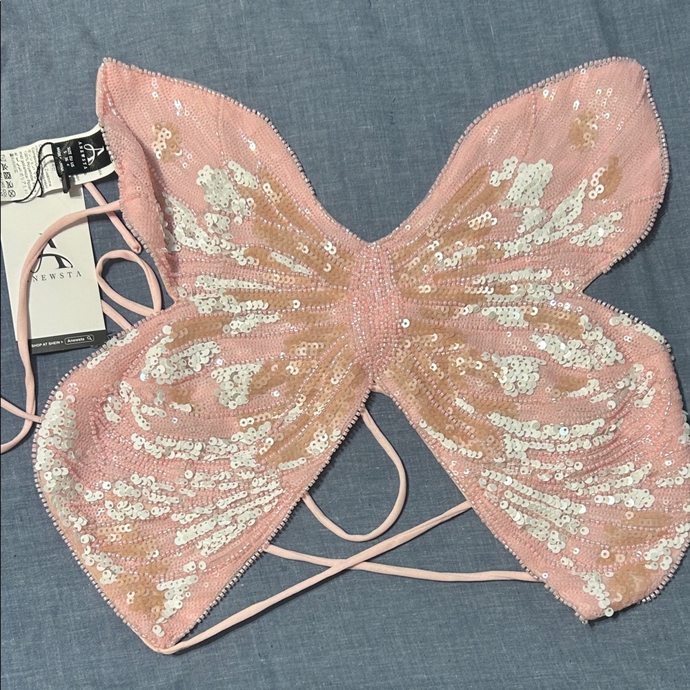 Pink Sequin Butterfly Camisole